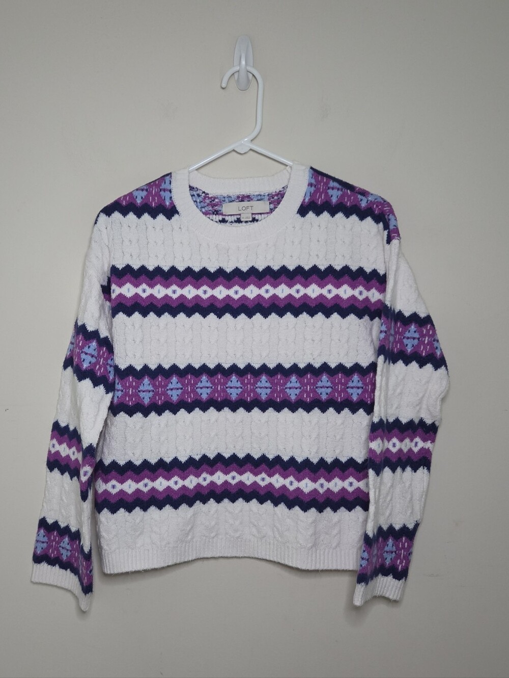 Women's Loft Crewneck Cableknit Sweater Sz XS
